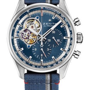 Zenith Chronomaster El Primero Open Watch - Steel - Blue Dial - Blue Fabric Strap - 03.20416.4061/51.C802
