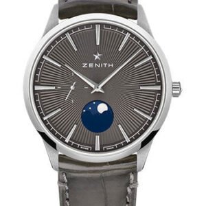 Zenith Elite Moonphase Watch - Steel - Slate-Grey Dial - Grey Alligator Strap - 03.3100.692/03.C923