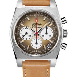 Zenith Chronomaster Revival El Primero A385 Watch - Steel - Gradient Brown Dial - Leather Strap - 03.A384.400/385.C855