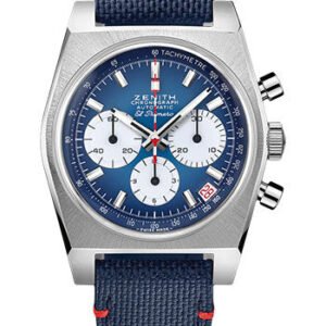 Zenith Chronomaster Revival Liberty Watch - Steel - Gradient Blue Dial - Rubber Strap - 03.US384.400/57.C823