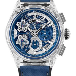 Zenith Defy Double Tourbillon Watch - 46 mm Sapphire Case - Openworked Dial - Black Rubber Strap - 04.9000.9020/00.R920