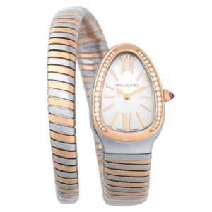Bvlgari Serpenti Tubogas Quartz White Dial Diamond Bezel Ladies Watch