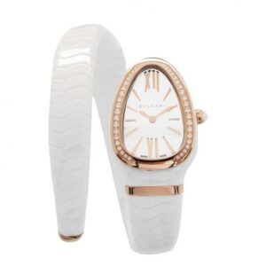 Bvlgari Serpenti Spiga Quartz White Dial Diamond Bezel Ladies Watch