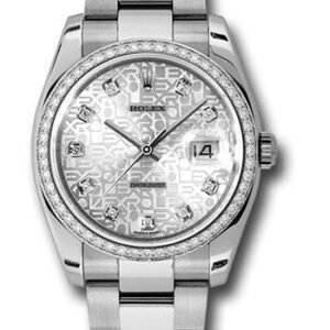 Rolex Steel and White Gold Datejust 36 Watch - 52 Diamond Bezel - Silver Jubilee Diamond Dial - Oyster Bracelet - 116244 sjdo
