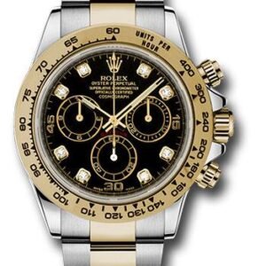 Rolex Yellow Rolesor Cosmograph Daytona 40 Watch - Black Diamond Dial - 116503 bkd
