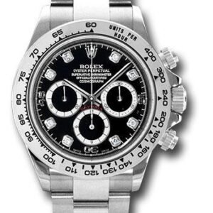Rolex White Gold Cosmograph Daytona 40 Watch - Black Diamond Dial - 116509 bkd