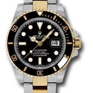 Rolex Steel and Gold Rolesor Submariner Date Watch - Black Dial - 116613 bk