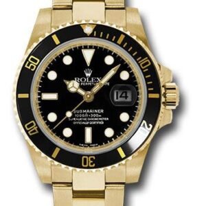 Rolex Yellow Gold Submariner Date Watch - Black Dial - 116618 bk