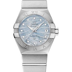 Omega Constellation Co-Axial Watch - 27 mm Steel Case - Blue Mother-Of-Pearl Dial - 123.10.27.20.57.001