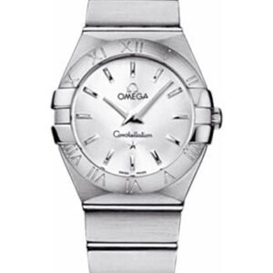 Omega Ladies Constellation Quartz Watch - 27 mm Brushed Steel Case - Silver Dial - 123.10.27.60.02.001