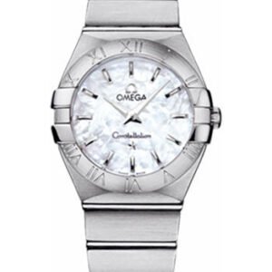 Omega Ladies Constellation Quartz Watch - 27 mm Brushed Steel Case - Mother-Of-Pearl Dial - 123.10.27.60.05.001