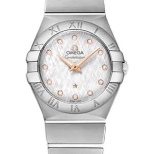 Omega Constellation Quartz Watch - 27 mm Steel Case - White -Silvery Diamond Dial - 123.10.27.60.52.001