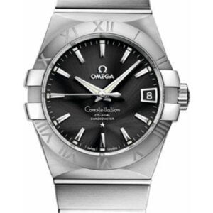 Omega Gents Constellation Chronometer Watch - 38 mm Brushed Steel Case - Black Dial - 123.10.38.21.01.001