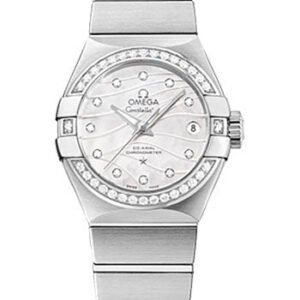 Omega Constellation Co-Axial Watch - 27 mm Steel Case - Diamond-Set Steel Bezel - Mother-Of-Pearl Dial - 123.15.27.20.55.002