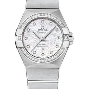 Omega Constellation Co-Axial Watch - 27 mm Steel Case - Diamond-Set Bezel - Mother-Of-Pearl Dial - 123.15.27.20.55.003