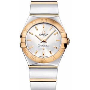 Omega Ladies Constellation Polished Quartz Watch - 24 mm Polished Steel And Yellow Gold Case - Silver Dial - Steel And Yellow Gold Bracelet - 123.20.24.60.02.004