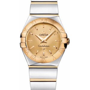 Omega Ladies Constellation Polished Quartz Watch - 24 mm Polished Steel And Yellow Gold Case - Champagne Dial - Steel And Yellow Gold Bracelet - 123.20.24.60.08.002
