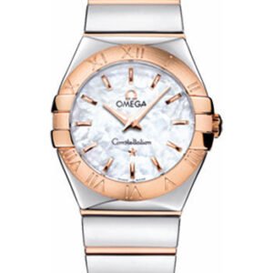 Omega Ladies Constellation Polished Quartz Watch - 27 mm Polished Steel And Red Gold Case - Mother-Of-Pearl Dial - Steel And Red Gold Bracelet - 123.20.27.60.05.003