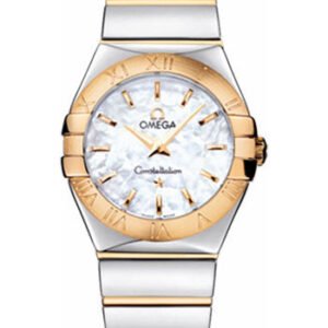 Omega Ladies Constellation Polished Quartz Watch - 27 mm Polished Steel And Yellow Gold Case - Mother-Of-Pearl Dial - Steel And Yellow Gold Bracelet - 123.20.27.60.05.004
