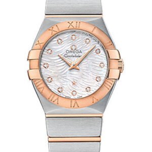 Omega Constellation Quartz Watch - 27 mm Steel Case - 18K Red Gold Bezel - Mother-Of-Pearl Diamond Dial - 123.20.27.60.55.007