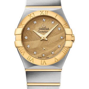 Omega Constellation Quartz Watch - 27 mm Steel And Yellow Gold Case - Sandy Champagne Dial - 123.20.27.60.58.003