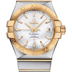 Omega Gents Constellation Chronometer Watch - 35 mm Brushed Steel And Yellow Gold Case - Silver Dial - 123.20.35.20.02.002
