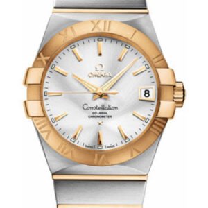 Omega Gents Constellation Chronometer Watch - 38 mm Brushed Steel And Yellow Gold Case - Silver Dial - 123.20.38.21.02.002