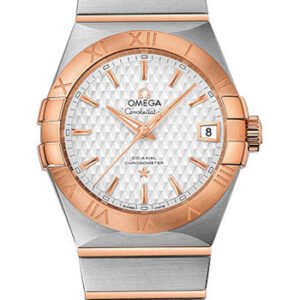 Omega Constellation Co-Axial Watch - 38 mm Steel Case - Red Gold Bezel - Silver Dial - Red Gold Bracelet - 123.20.38.21.02.008