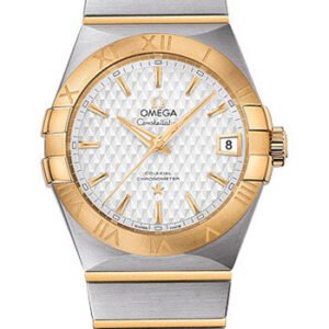 Omega Constellation Co-Axial Watch - 38 mm Steel Case - Yellow Gold Bezel - Silver Dial - Yellow Gold Bracelet - 123.20.38.21.02.009