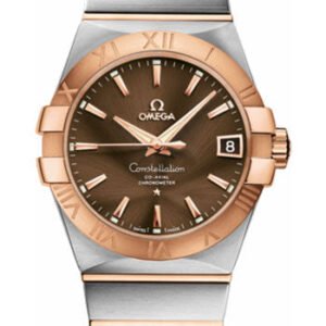 Omega Gents Constellation Chronometer Watch - 38 mm Brushed Steel And Red Gold Case - Brown Dial - 123.20.38.21.13.001