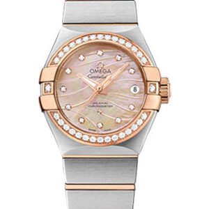 Omega Constellation Co-Axial Watch - 27 mm Steel And Red Gold Case - Diamond-Set Red Gold Bezel - Red Gold Mother-Of-Pearl Dial - Steel Bracelet - 123.25.27.20.57.003