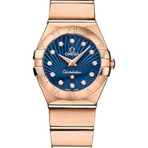 Omega Constellation Quartz Watch - 24 mm Brushed Red Gold Case - Blue Supernova Diamond Dial - 123.50.24.60.53.001