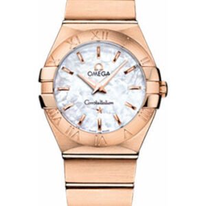 Omega Ladies Constellation Quartz Watch - 27 mm Brushed Red Gold Case - Mother-Of-Pearl Dial - 123.50.27.60.05.001