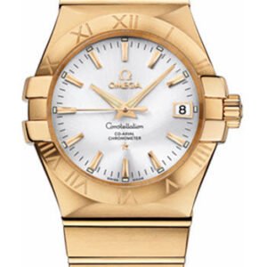 Omega Gents Constellation Chronometer Watch - 35 mm Brushed Yellow Gold Case - Silver Dial - 123.50.35.20.02.002
