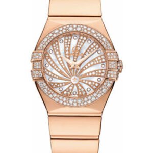 Omega Ladies Constellation Luxury Edition Watch - 24 mm Red Gold Case - Snow-Set Diamond Bezel - Mother-Of-Pearl Diamond Dial - 123.55.24.60.55.013