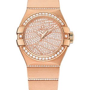 Omega Ladies Constellation Luxury Edition Watch - 27 mm Red Gold Case - Diamond Bezel - 18K Red Gold Diamond Dial - 123.55.27.20.55.006
