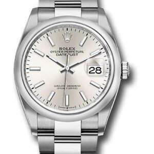 Rolex Steel Datejust 36 Watch - Domed Bezel - Silver Index Dial - Oyster Bracelet - 2019 Release - 126200 sio