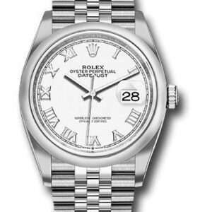 Rolex Steel Datejust 36 Watch - Domed Bezel - White Roman Dial - Jubilee Bracelet - 2019 Release - 126200 wrj