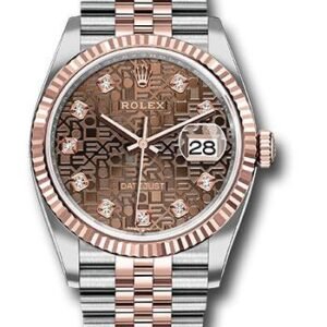 Rolex Steel and Everose Rolesor Datejust 36 Watch - Fluted Bezel - Chocolate Jubilee Diamond Dial - Jubilee Bracelet - 126231 chojdj