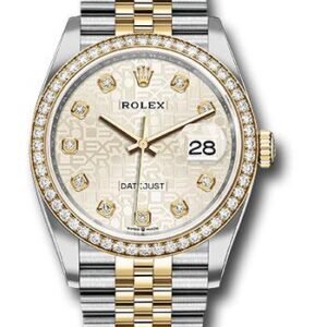 Rolex Steel and Yellow Gold Rolesor Datejust 36 Watch - Yellow Diamond Bezel - Silver Jubilee Diamond Dial - Jubilee Bracelet - 126283RBR sjdj