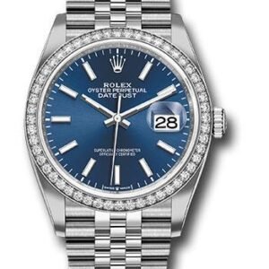 Rolex Steel Datejust 36 Watch - Diamond Bezel - Blue Index Dial - Jubilee Bracelet - 2019 Release - 126284RBR blij