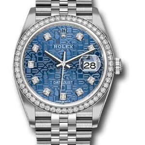 Rolex Steel Datejust 36 Watch - Diamond Bezel - Blue Jubilee Diamond Dial - Jubilee Bracelet - 2019 Release - 126284RBR bljdj