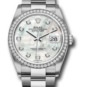 Rolex Steel Datejust 36 Watch - Diamond Bezel - Mother-of-Pearl Diamond Dial - Oyster Bracelet - 2019 Release - 126284RBR mdo