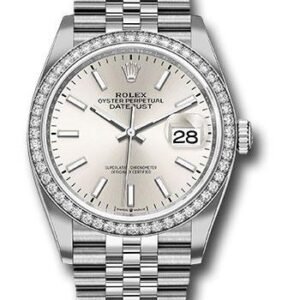 Rolex Steel Datejust 36 Watch - Diamond Bezel - Silver Index Dial - Jubilee Bracelet - 2019 Release - 126284RBR sij