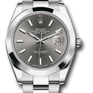 Rolex Steel Datejust 41 Watch - Smooth Bezel - Dark Rhodium Index Dial - Oyster Bracelet - 126300 dkrio