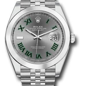 Rolex Steel Datejust 41 Watch - Smooth Bezel - Slate Green Roman Dial - Jubilee Bracelet - 126300 slgrj