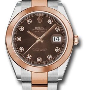 Rolex Steel and Everose Rolesor Datejust 41 Watch - Smooth Bezel - Chocolate Diamond Dial - Oyster Bracelet - 126301 chodo