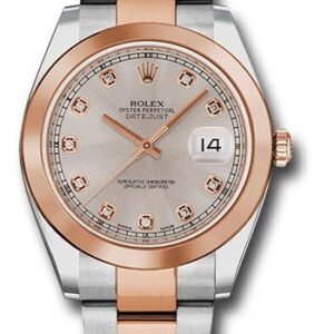 Rolex Steel and Everose Rolesor Datejust 41 Watch - Smooth Bezel - Sundust Diamond Dial - Oyster Bracelet - 126301 sudo