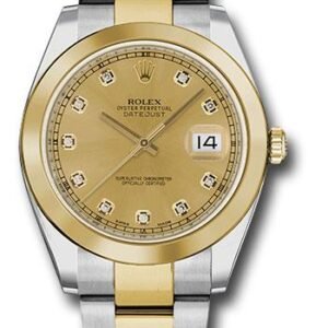 Rolex Steel and Yellow Gold Rolesor Datejust 41 Watch - Smooth Bezel - Champagne Diamond Dial - Oyster Bracelet - 126303 chdo