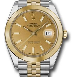 Rolex Steel and Yellow Gold Rolesor Datejust 41 Watch - Smooth Bezel - Champagne Index Dial - Jubilee Bracelet - 126303 chij